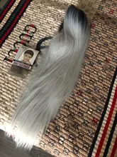 Wignee-Peluca de cabello sintético largo para mujer, pelo liso, parte media, ombré, Morado, Natural, sin pegamento, para uso diario/Cosplay