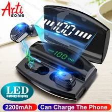 Встроенный светодиодный аккумулятор с беспроводным Bluetooth 5,0, водонепроницаемые наушники TWS с зарядным устройством 1800 мАч, может заряжать наушники для телефонов