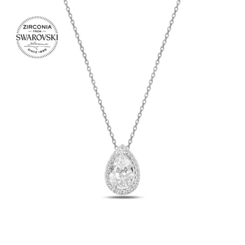 

KUTAYDAN Swarovski Zirconia Gemstone Drop Necklace 925 Sterling Silver