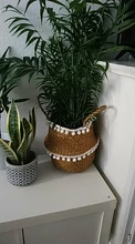 Potted Baskets Vase Hanging Handle Plant Garden-Flower Seagrass Woven Wicker Foldable
