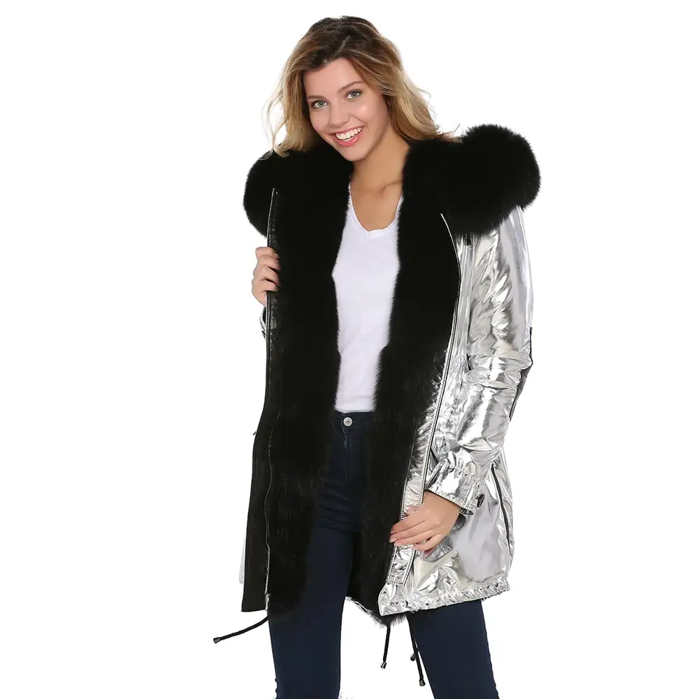 K_9012_Metalic_Silver__Puffer_Woman_Jacket_With_Fur_Front_Side