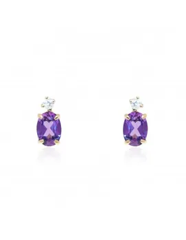 

Earrings Girl Oval Amethyst and Cubic Zirconia