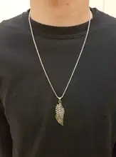 Moda novedosa pluma colgante collar de hombre Vintage Punk caja de acero inoxidable collar de cadena para los hombres de regalo de la joyería