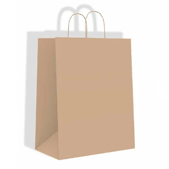 

AGORA 25 PCs Plain kraft gift bag with handle sack craft paper bag Black White Brown for party