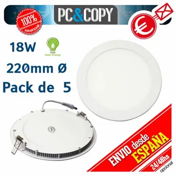 

Pack 5 Downlight LED Panel 18W ceiling light white round thin recessed