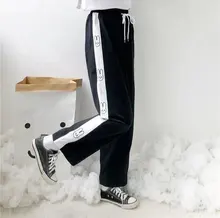 MINGLIUSILI-Pantalón de pierna ancha Kawaii para mujer, pantalones con estampado de conejo a la moda, coreanos, de cintura alta, color rosa, primavera 2021