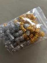 Alileader-Cuentas de tubo para trenzas, anillos de plata dorada para joyería, anillo de cuentas rastas ajustables, esposas trenzadas, cuentas huecas para el pelo