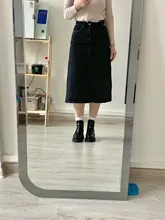 Luck A-Falda vaquera larga Retro Para niña y mujer, falda larga de cintura alta con botones y bolsillos, Vaqueros rectos de talla grande