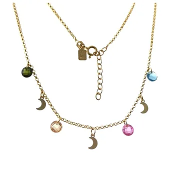 

Choker Sterling silver chain 925m 42cm. Gold plated detail stones zircons 5mm. Moons reasa