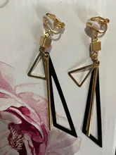 Pendientes con Clip geométrico triangular para mujer, joyería con personalidad coreana, sin Piercing, aretes largos de borla para mujer