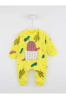 

Yellow Cactus Pattern Baby Girl Jumpsuit
