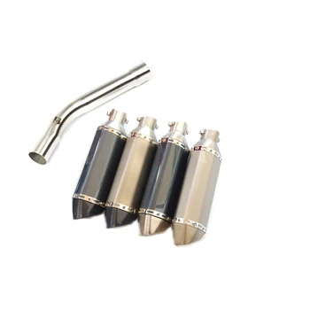 Slip On Motorcycle Exhaust Middle Link Pipe And 51mm Muffler Stainless Steel Exhaust System For Yamaha R6 1998-2005