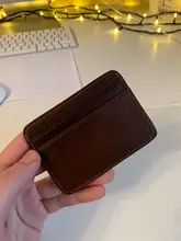 GENODERN-tarjetero de cuero genuino para hombre y mujer, Cartera de piel de vaca delgada, tarjetero pequeño