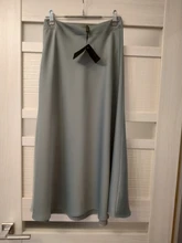 Marchitas de verano faldas mujer moda 2020 midi faldas Inglaterra Oficina satén alto cintura simple Falda larga elegante de las mujeres