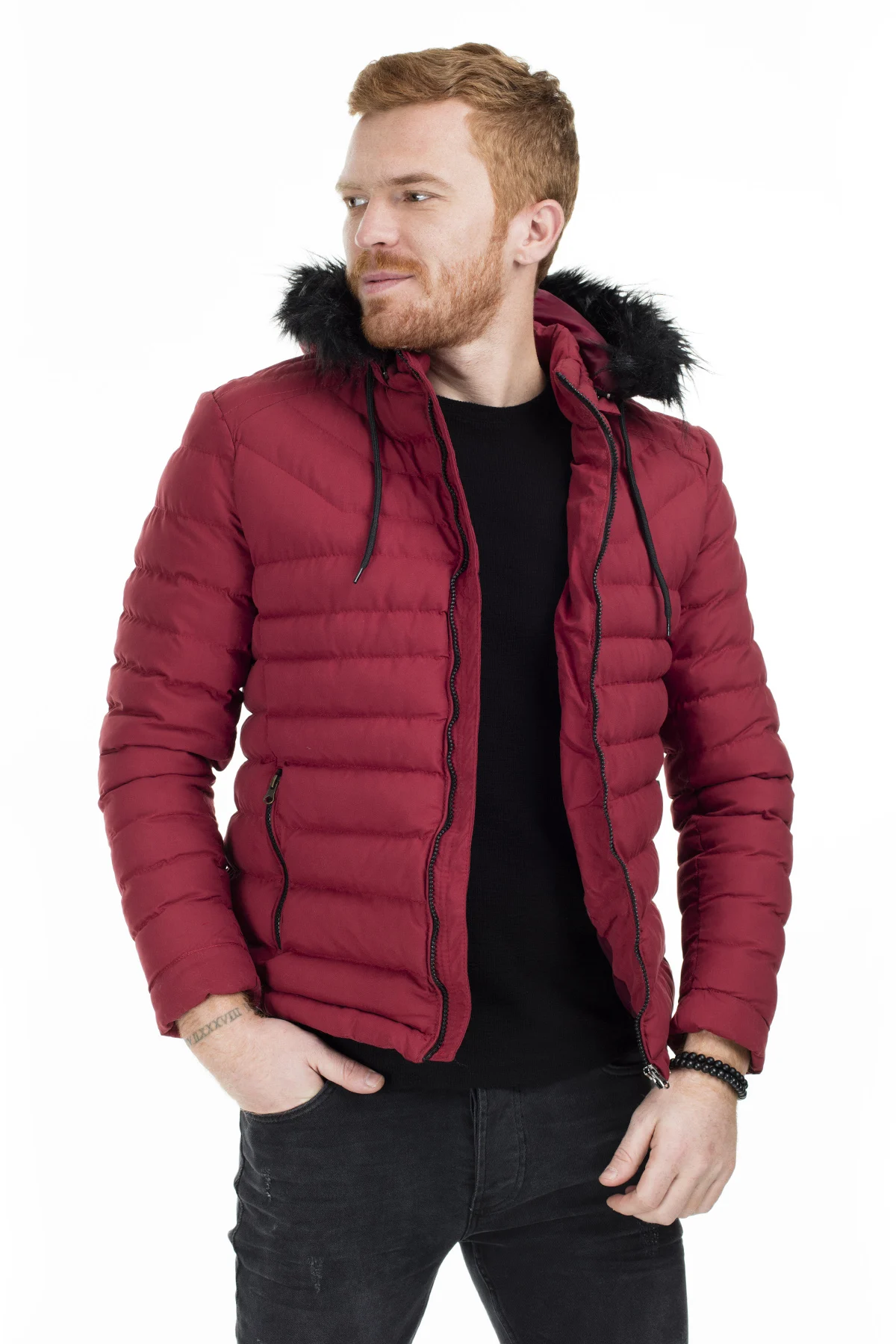 Бургундия Buratti с капюшоном Slim Fit пальто мужские пальто 55618K5050 - Цвет: Бургундия