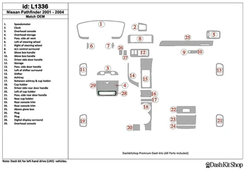 

Interior lining for Nissan Pathfinder 2001-2004. Set L1336.