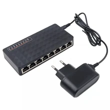 Hot-Network-Switch Prower-Adapter Lan-Hub Rj45 Switcher 8-Ports Fast-Ethernet Full/half-Duplex