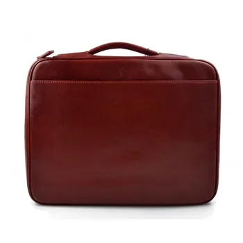 

Leather folder document file folder A4 leather zipped folder bag red