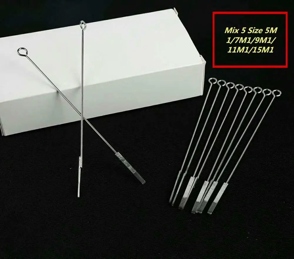1209M1 100 шт профессиональные иглы татуировки 5M1 7M1 9M1 11M1 15M1 Размер Одноразовые Ассорти стерильные иглы татуировки 0,35 мм - Габаритные размеры: 1209M1