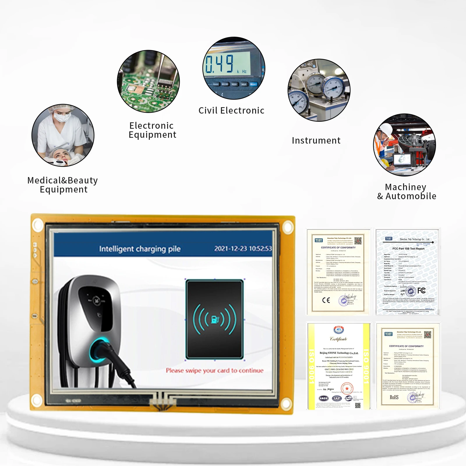 7 inch HMI Serial LCD Display Module with Program + Touch Screen for Equipment Control Panel STVC070WT-01