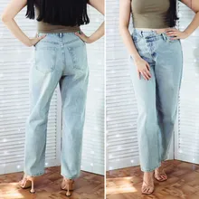 Irregular-Jeans Denim Pants Vintage Streetwear Syiwidii High-Waist Women Fashion-Spring