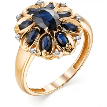 

Alcor ring with sapphires and diamonds in red gold
