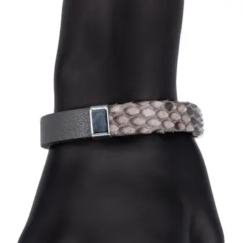 

Leather bracelet otokodesign 53778 (Gray, magnetic lock, genuine leather, python skin)