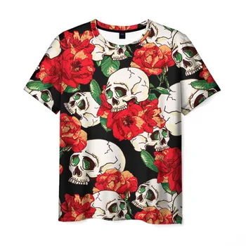 

Men's T-shirt 3D skullies and roses