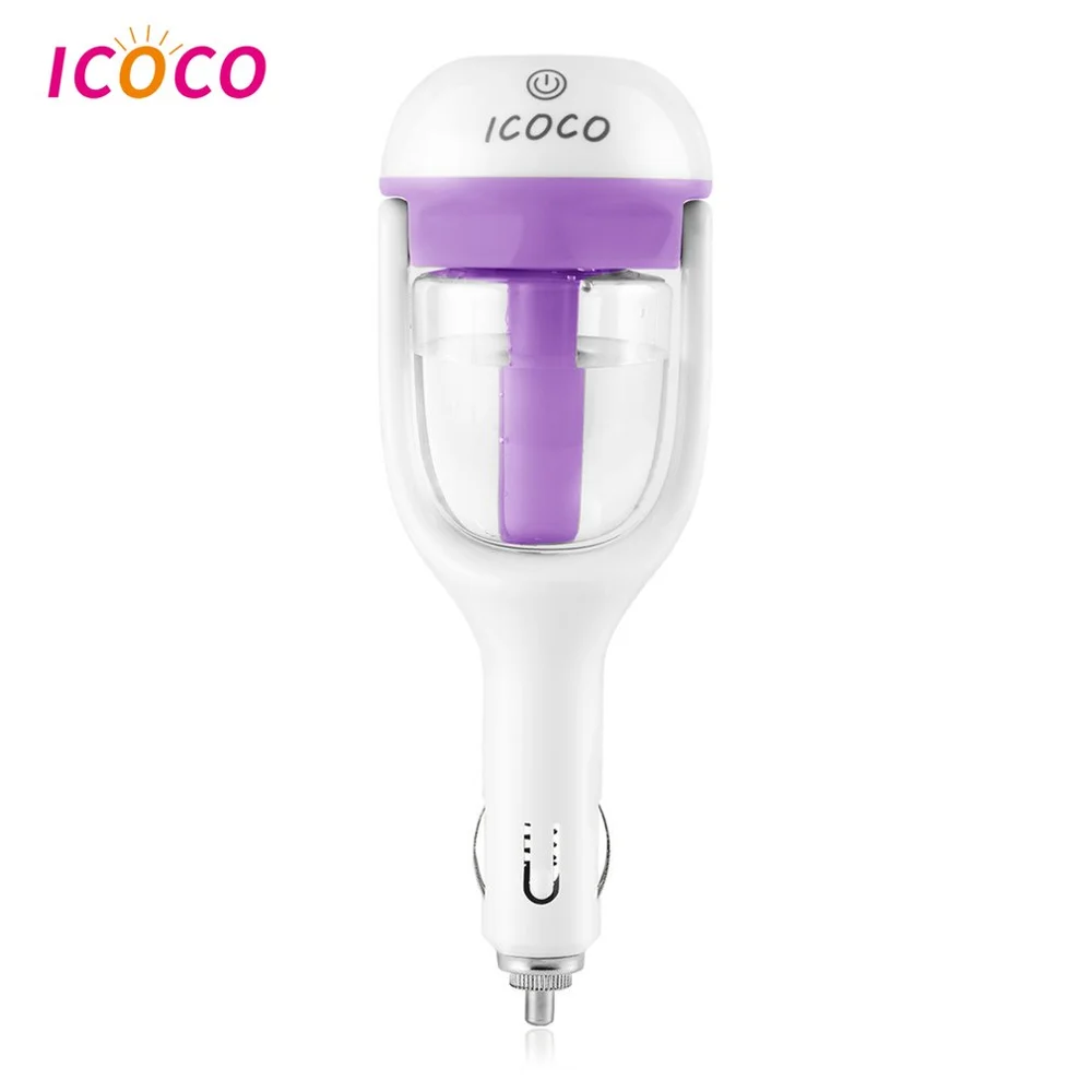 purple ICOCO мини портативный автомобильный ароматерапия зарядное устройство увлажнитель воздуха Арома эфирные масла диффузор свежая очистка безопасный вращение на 180 градусов - Цвет: purple