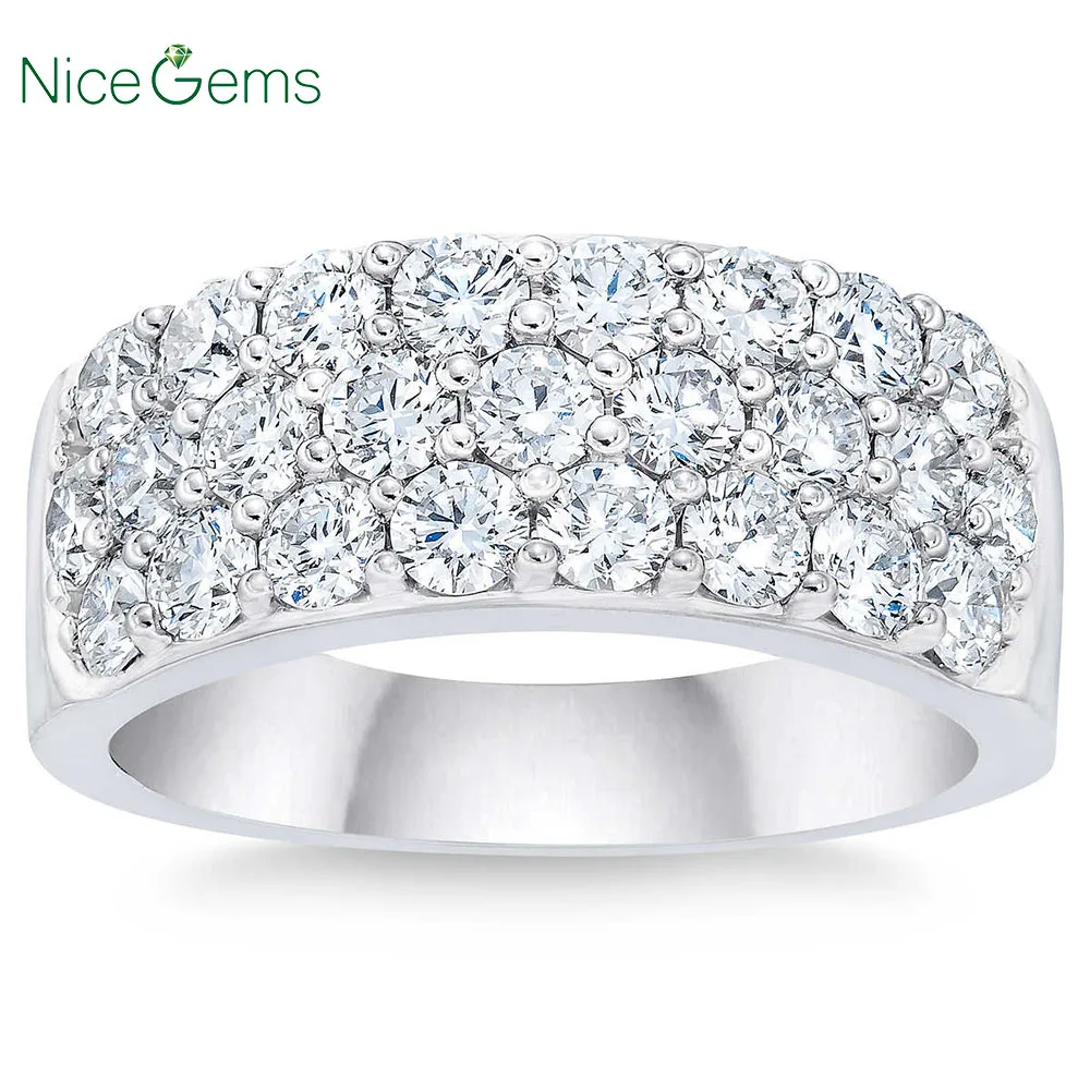 NiceGems, Платиновое кольцо, круглый бриллиант, 2,00 ctw, Муассанит, обручальное кольцо, обручальное кольцо, VVS1, ясность