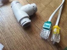 Divisor POE 2 en 1, conector de cableado de red, cabezal de conector RJ45 de tres vías para instalación de cámara de seguridad