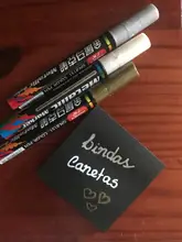 1 Uds. Rotuladores metálicos de 3mm para pintura de colores, tarjeta de regalo de cumpleaños, rotulador blanco y dorado plateado