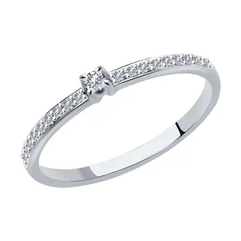 

SOKOLOV ring White Gold rhodium with Diamond, fashion jewelry, gold, 585, women's male