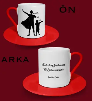 

Personalized Fathers Day Themed Red Turkish coffee Cup 29-559