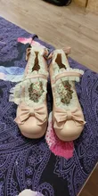 Las niñas dulce Lolita volantes encaje zapatos de boda de novia del alto Talón de las mujeres limita vestido de princesa hombres rosa de talla grande 34-48