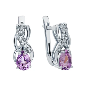 

Silver earrings with amethyst and cubic zirconia sunlight sample 925