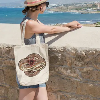 

Angemiel Bag Simple Cream Snake And Mouth Shopping Beach Tote Bag