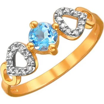 

Esthete ring with Topaz and cubic zirconia in red gold