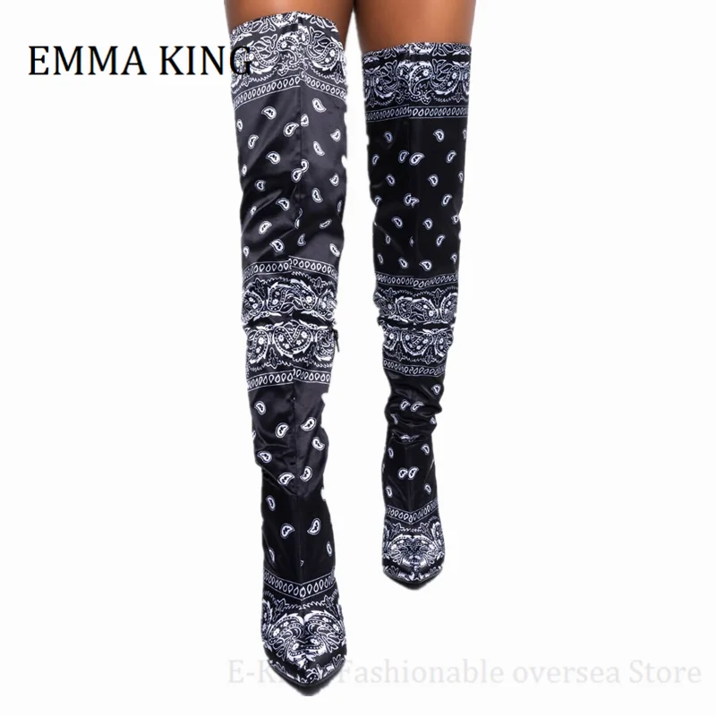 Aliexpress Black Bandana Thigh High Boots Aliexpress Bandana Thigh