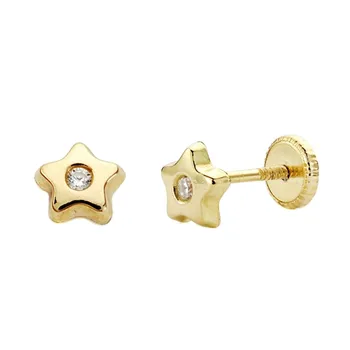 

Earrings 18k Gold Star 5mm. Zircons [AA2058]