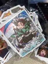 Pegatinas de Anime Demon Slayer Kimetsu No Yaiba, pegatina para ordenador portátil, equipaje de motocicleta, regalo para niños, pegatina de juguete, 50 Uds.