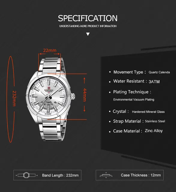 NAVIFORCE Classic Casual Watch for Men Stainless teel Sport Waterproof Male Watches Quartz Date Display Clock Relogio Masculino 2