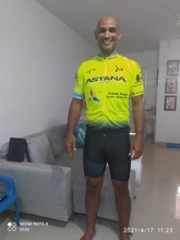 Astana-Conjunto de ropa de ciclismo para hombre, Maillot y Culotte de equipo profesional de secado rápido, 19D, amarillo, novedad de 2021