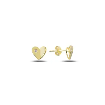 

Angemiel 925 Sterling Silver Zircon Heart Earrings-Gold Plated