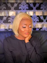 Peluca Bob 13x1 1B 613 cabello humano liso brasileño con encaje frontal, rubio miel degradado, Remy corto prearrancado para mujeres negras