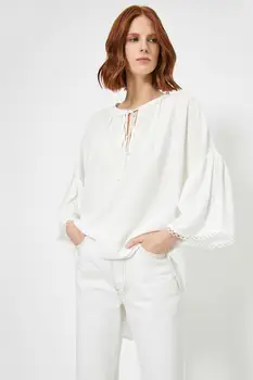 

Koton Women White Firfir Futher Bluz 0 YAK68077PW