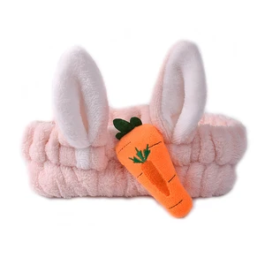 Creative Carrot Rabbit Ears Hair Holder Hairbands Soft Coral Fleece Headband for Women Girls Turban Fashion Hair Accessories