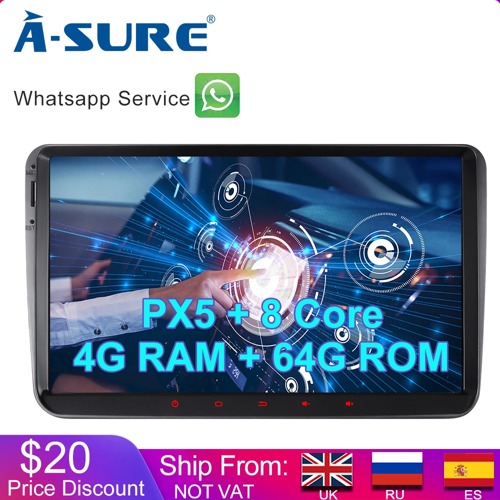 Best A-Sure 9" 8 core 4GB RAM Android 9 Car Radio GPS For Volkswagen VW Tiguan Polo Golf 5 6 Passat Caddy Transporter Touran Sharan 0