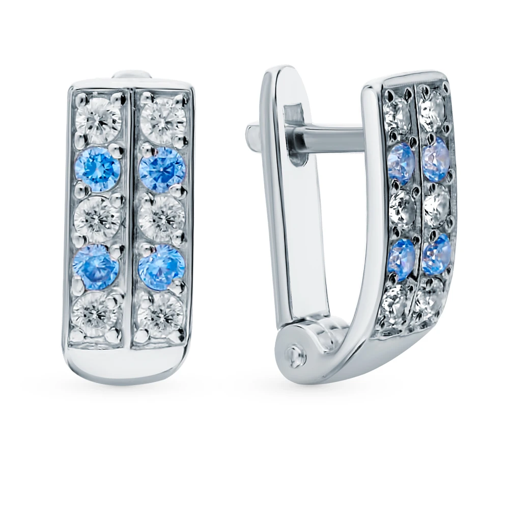 Silver earrings with cubic zirconia sunlight sample 925 | Украшения и аксессуары