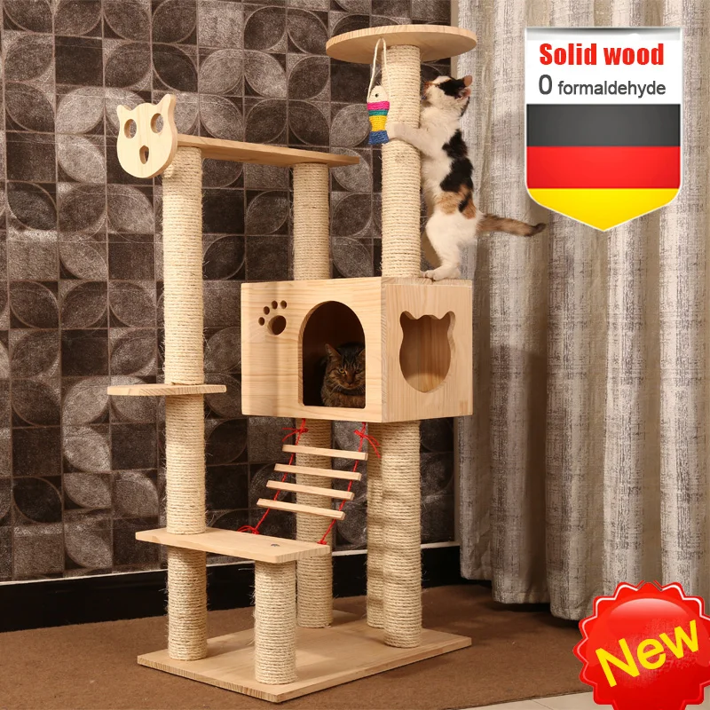 0FormaldehydeCatClimbingFrameSolidWoodCatLitterCatTreeOne